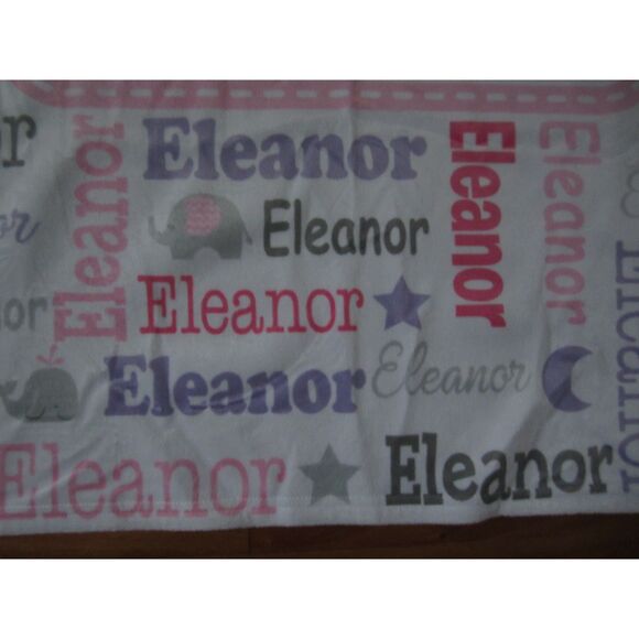 PERSONAL CREATIONS BABY NAME BLANKET  " ELEANOR " PINK AND LAVENDER SO SWEET - Picture 3 of 4